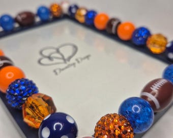 Frame, Chicago Bears inspired large bead vertical design on a 5x7 blue frame