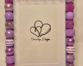 Frame, Monochrome Lavendar inspired large bead design on a 5x7 lavendar frame