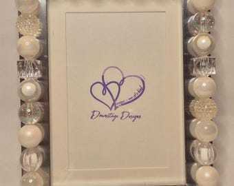 Frame, Snow & Ice inspired large bead design on a 5x7 silver frame