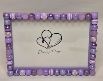 Frame, Monochrome Purple inspired small bead design on a 4x6 purple frame