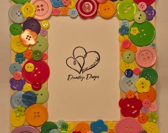 Frmae, Pastel Buttons inspired design on a 4x6 wood frame