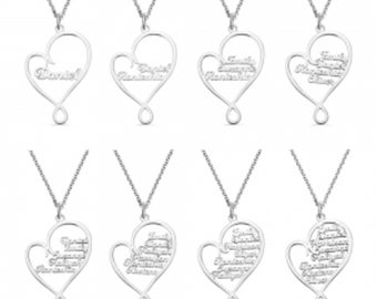 Personalized Heart and Hug Necklace for Mom Stainless Steel