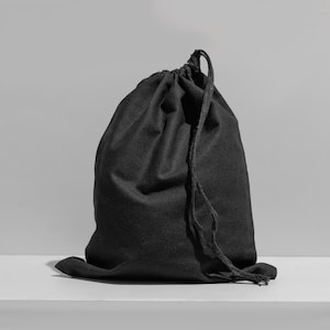 Black Cotton Single Drawstring Bags - Cotton Reusable Muslin Bags - Cotton Produce Bags - Select Size & Quantity