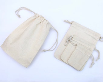 8x10 Inches Organic Cotton Double Drawstring Bags. Reusable Muslin Bags. Eco-friendly Packaging Bags. Best for Storage and Organization