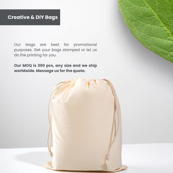 100 Pcs of X 10 Inches Cotton Double Drawstring Bags 100