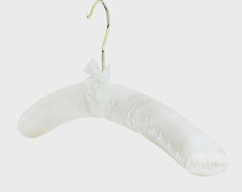 Luxury Satin Padded Hangers – Elegant Garment Hangers with Gold Hook and Ribbon. Bridal, Wedding Dress and Delicate Clothing Storage