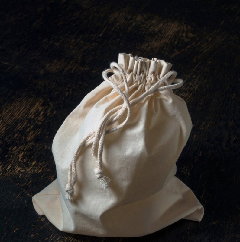 12.7x17.7 cm 200 pcs of 5x7 Inch Organic Cotton Double Drawstring Reusable Pouch Gift bags Beautiful Closure