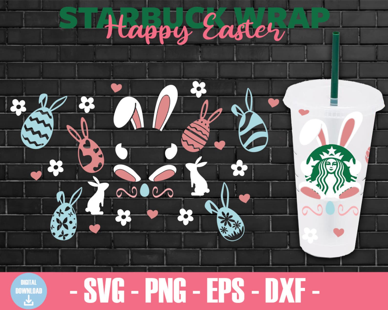 Happy Easter Starbucks Cup Svg File For Cricut Happy Easter | Etsy