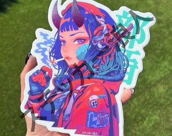 Sticker Oni Girl Neo Tokyo geïnspireerde sticker