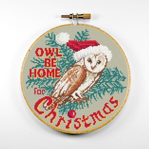 CHART/PATTERN Barn Owl Be Home for Christmas Cross Stitch