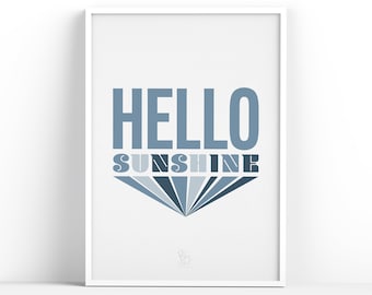 Hello Sunshine | Art Print | Home Decor | Poster | A4 | A3 | Kids | Wall Art | Poster | Gift | Hallway | Kitchen | Unframed | Fun