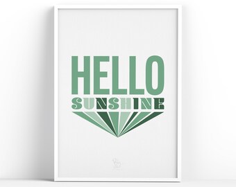 Hello Sunshine | Art Print | Home Decor | Poster | A4 | A3 | Kids | Wall Art | Poster | Gift | Hallway | Kitchen | Unframed | Fun