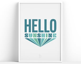 Hello Sunshine | Unframed | Art Print | Home Decor | Poster | A4 | A3 | Kids | Wall Art | Poster | Gift | Hallway | Kitchen | Fun