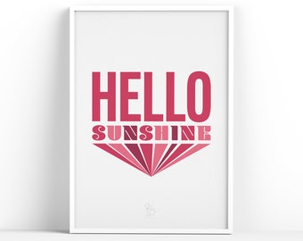 Hello Sunshine | Unframed | Art Print | Home Decor | Poster | A4 | A3 | Kids | Wall Art | Poster | Gift | Hallway | Kitchen | Fun