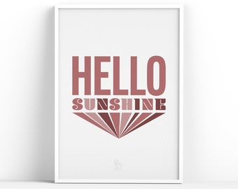 Hello Sunshine | Art Print | Home Decor | Poster | A4 | A3 | Kids | Wall Art | Poster | Gift | Hallway | Kitchen | Unframed | Fun