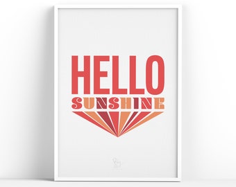 Hello Sunshine | Unframed | Art Print | Home Decor | Poster | A4 | A3 | Kids | Wall Art | Poster | Gift | Hallway | Kitchen | Fun