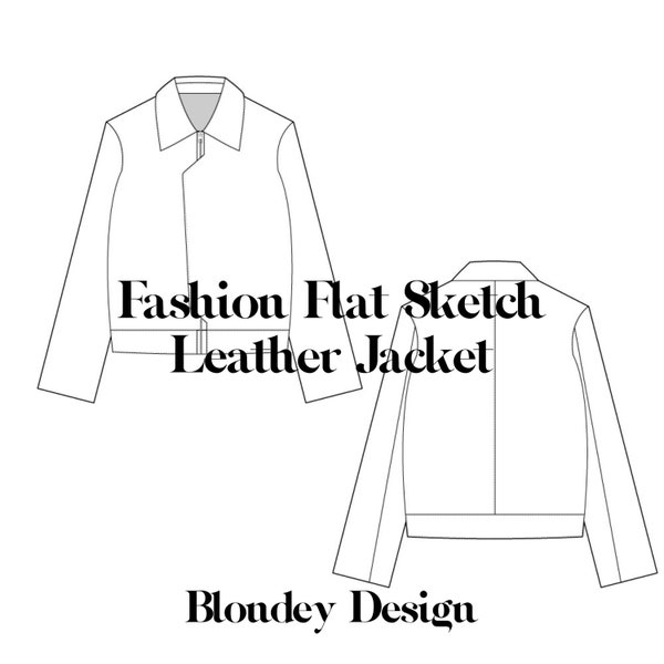 LEATHER JACKET Fashion Vector Sketch - Fashion Flat Sketch - Menswear Jacket Outerwear Fashion Flats Technical Sketch