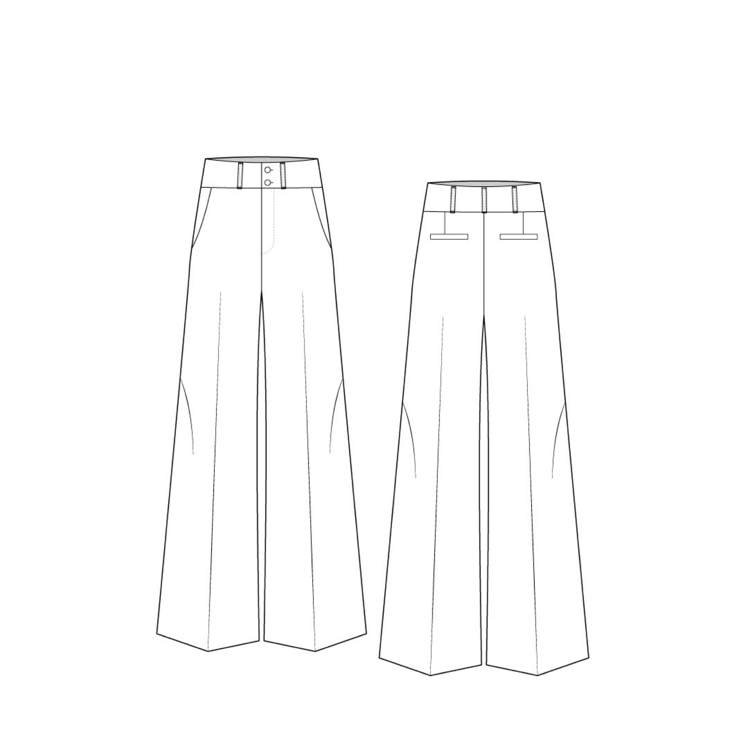 Flare Trousers Flat Vector Technical Drawing Illustration - Etsy