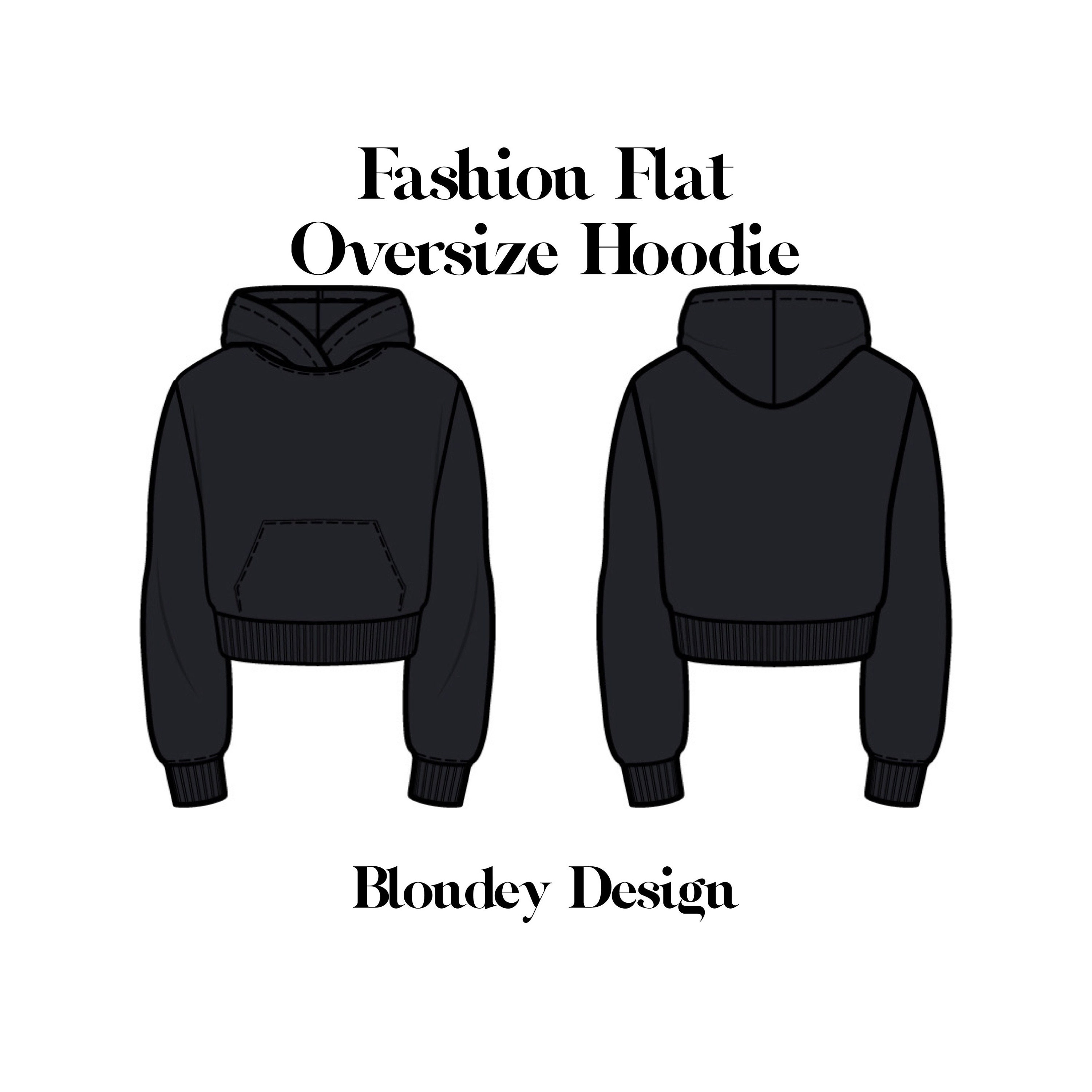 Streetwear Boxy Oversize Fit Hoodie Vector Adobe Illustrator Tech Pack