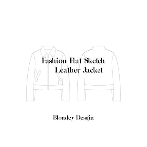 LEATHER JACKET Fashion Vector Sketch - Fashion Flat Sketch - Menswear Jacket Outerwear Fashion Flats Technical Sketch