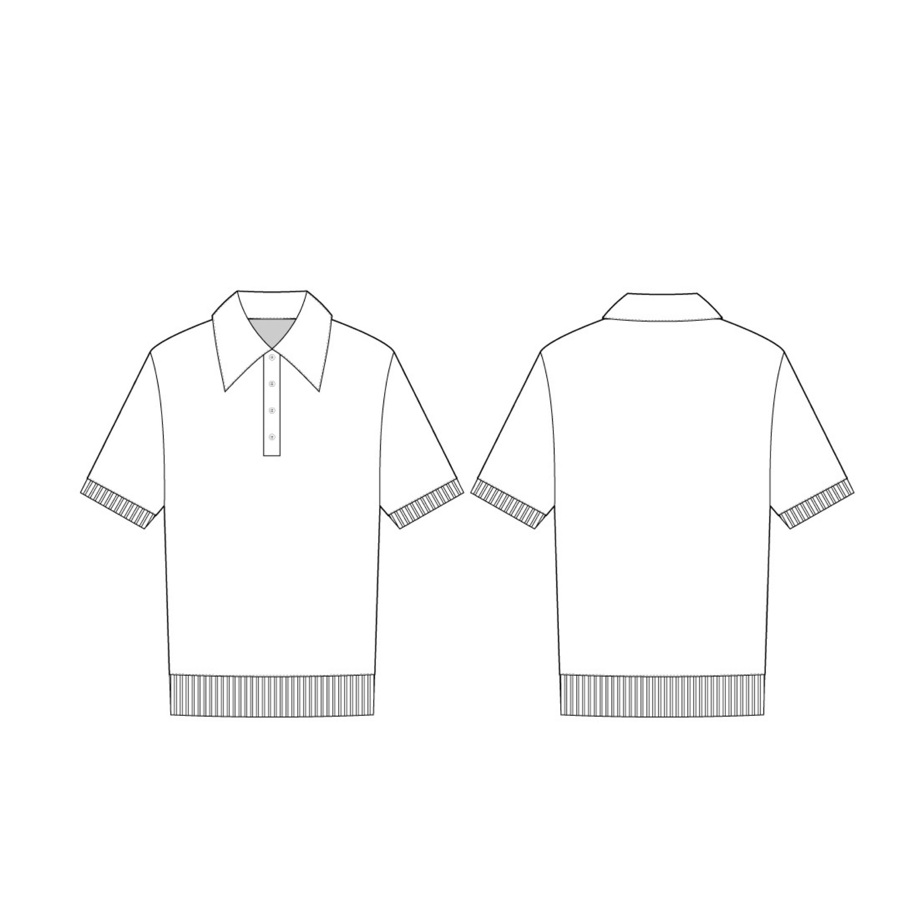 Polo Flat Vector Technical Drawing Illustration Mock-up Template for ...