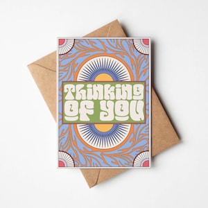 Vous pensez à vous carte de voeux bohème A6 avec enveloppe kraft (brun) | 100 % recyclé