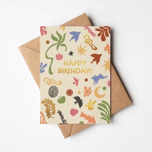 Happy Birthday A6 Matisse Inspired Birthday Card with Kraft (brown) envelope | 100% recycled