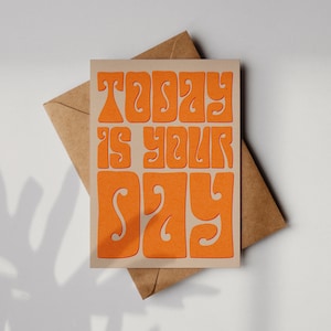 Aujourd'hui est votre jour, carte de voeux bohème A6 avec enveloppe kraft (brun) | 100 % recyclé