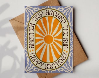 Cartão de aniversário A6 Another Trip Around The Sun com envelope Kraft (marrom) | 100% reciclado