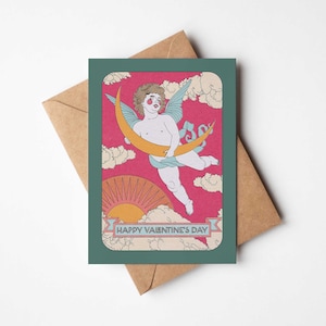 Cartão de Dia dos Namorados A6 Moon Cherub com envelope Kraft (marrom) | 100% reciclado