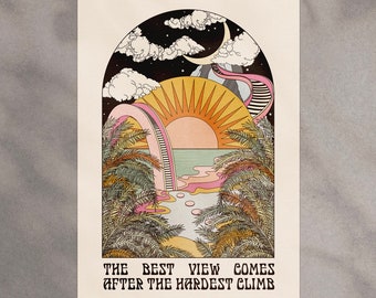 Sunrise Sunset Art Print: Retro Boho Ocean View
