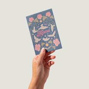Carte florale de fête des mères « Maman » A6 avec enveloppe kraft (brun)