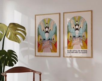 Botanical Art Print: Boho Palm Leaf Illustration, Vibrant Wall Decor