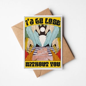 Carte de voeux bohème A6 Lost Without You avec enveloppe kraft (brun) | 100 % recyclé