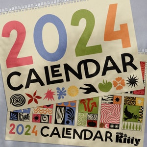 2024 Year Calendar | Wall Planner | Matisse Inspired | A4 Landscape | 12 month wirebound hanging calendar