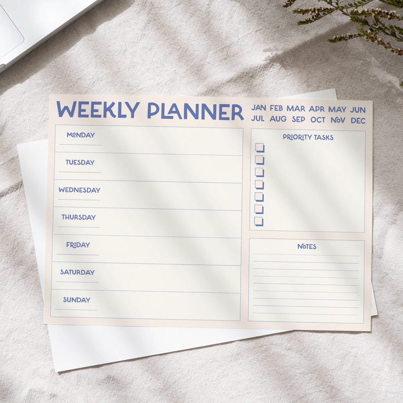 A4 Weekly Planner Pad: Minimalist To-do List Desk Pad - Etsy