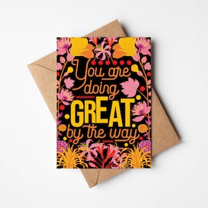 Vous faites une superbe carte de voeux florale botanique A6 avec enveloppe kraft (brun) | 100 % recyclé