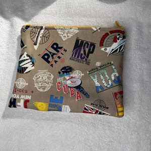 Zipper Pouch Essentials Bag Pan Am Airport Code Print Coin Purse Purse Insert Toiletry bag
