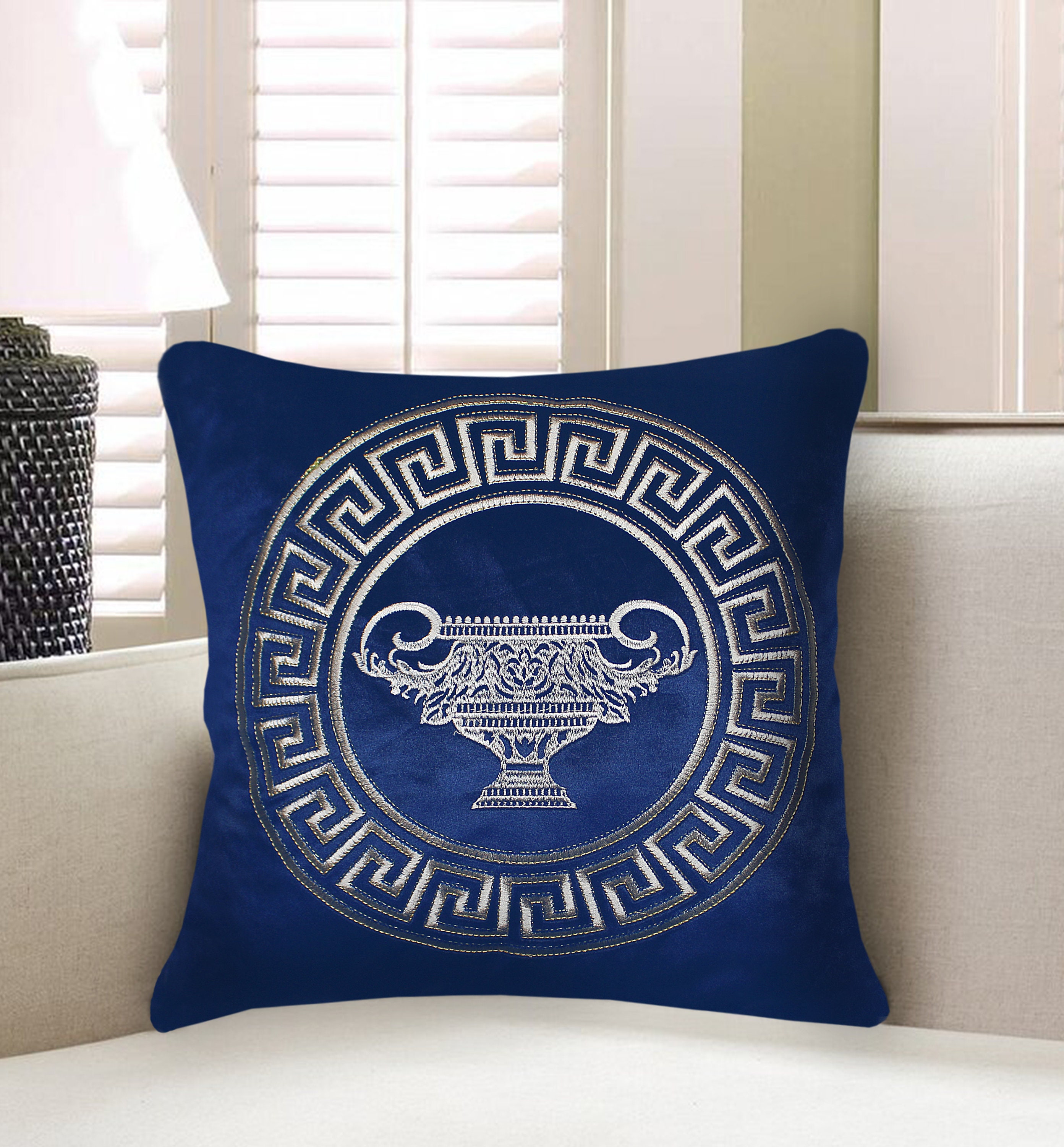 Navy Blue Velvet Cushion Cover Baroque Style Decorative Etsy UK