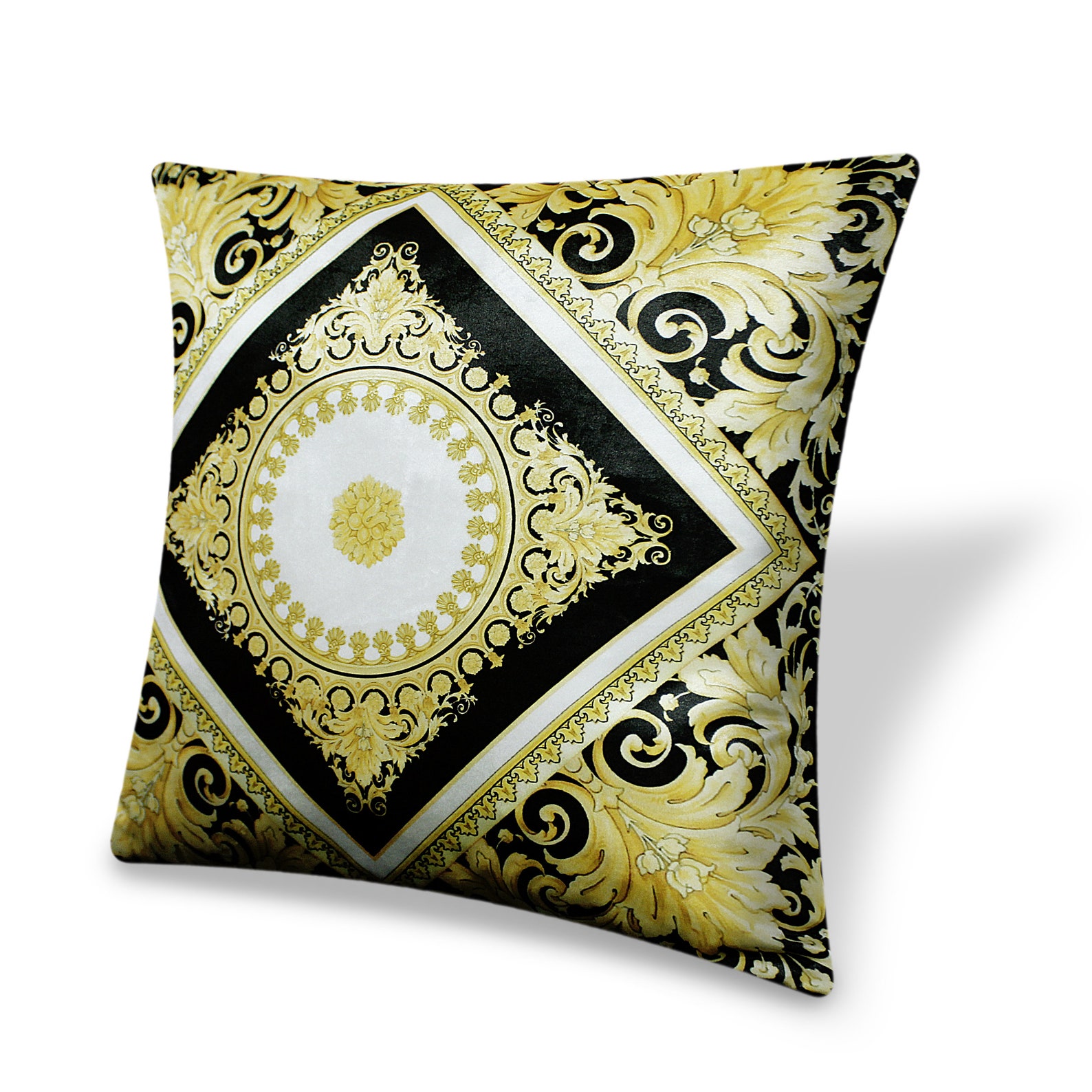 Black Velvet Cushion Cover Baroque Floral Decorative Pillow Etsy