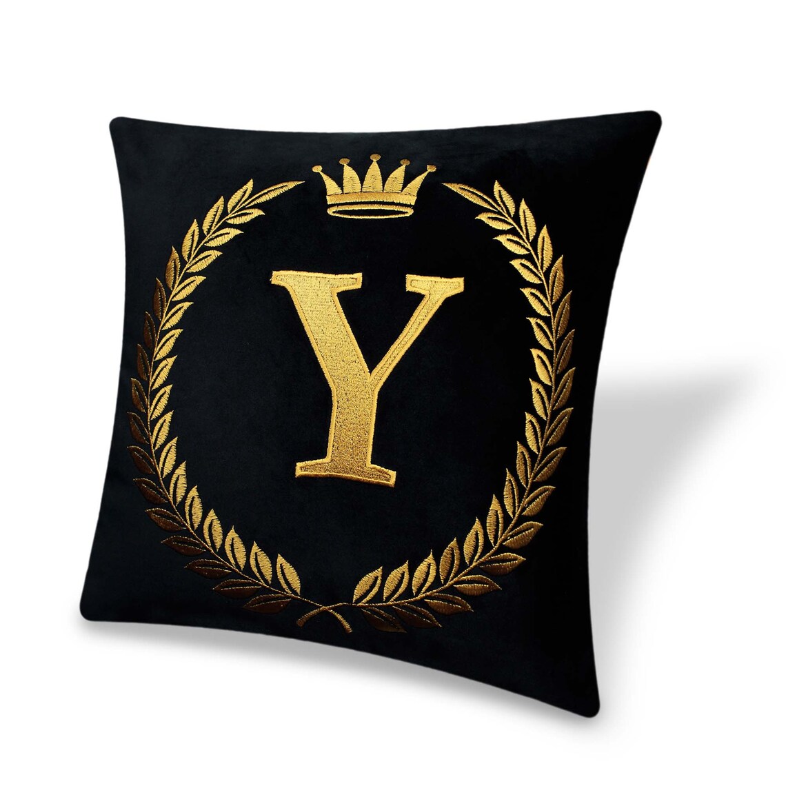 Black Velvet Cushion Cover Personalized Letter Embroidery Etsy