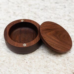 Handmade Wood Salt Cellar: Magnetic Lid Kitchen Storage