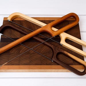 Bread Bow Knife in Maple, Walnut, or Cherry: Sourdough Bread and Cheese Slicer