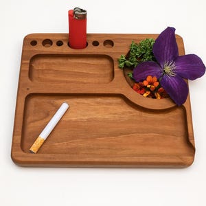 Rolling Tray in Cherry Wood - Tobacco Organizer