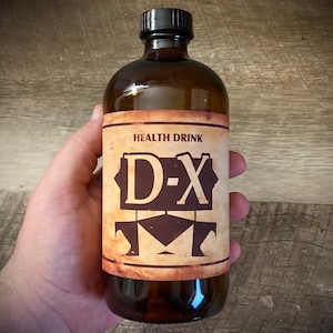 Replica gezondheidsdrank - fles apotheker - voedingssupplement - videogamedrankje - cosplayrekwisiet - noodlijdend