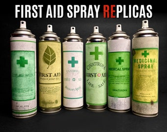 First Aid Spray Replica - Cosplay Prop - Video Game Item - Health Potion - Distressed Metal Can - Biohazard