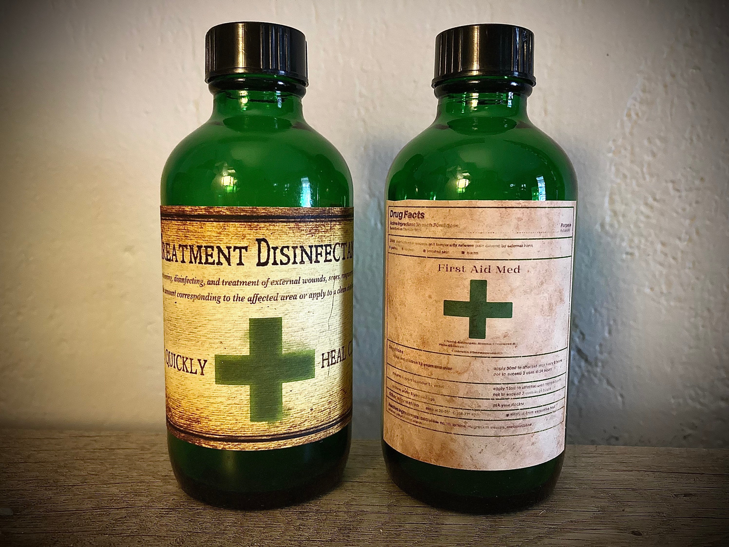 First Aid Replica Apothecary Vial Health Potion Glass Boston Round