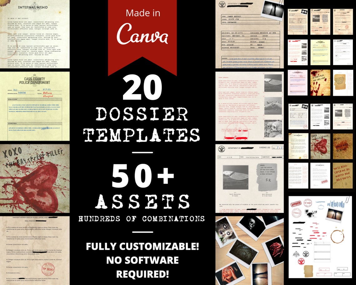 Case File Header Image Case File Template Pack - 50+ Assets - Canva - Editable - Aged Paper ...