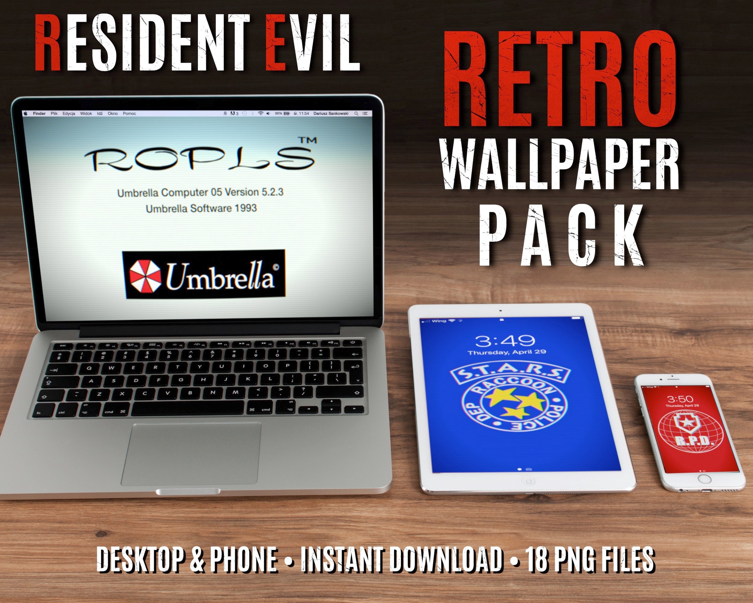 RESIDENT EVIL Retro Wallpaper Pack Phone & Desktop (Instant