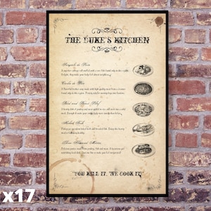Duke's Kitchen Menu - impression d'art 11 x 17 - accessoire - réplique de jeu vidéo